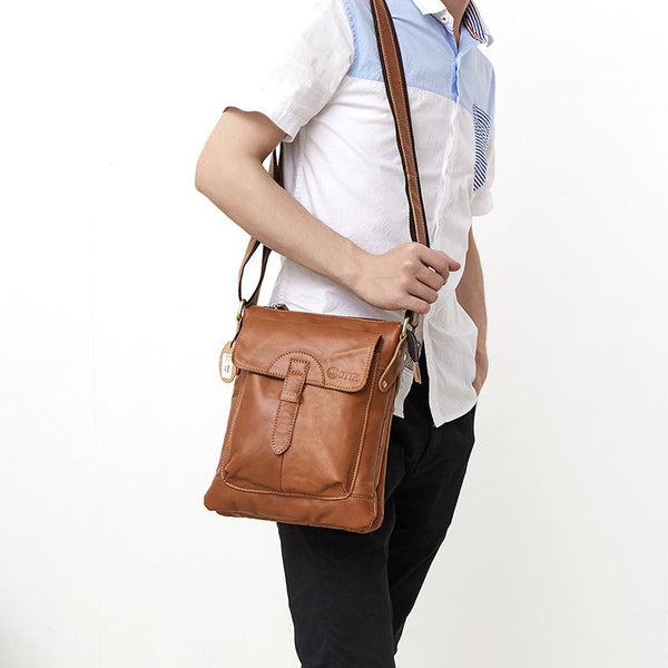 Dark Coffee LEATHER MENS Ipad Vertical SIDE BAG COURIER BAG Small Vertical MESSENGER BAG FOR MEN