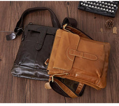 Dark Coffee LEATHER MENS Ipad Vertical SIDE BAG COURIER BAG Small Vertical MESSENGER BAG FOR MEN