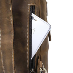 Brown Leather Men's Sling Bags Best Sling Pack Chest Bag One Shoulder Backpack For Men - imessengerbags