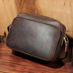 Coffee Leather Small Mens Messenger Bag Side Bag Vintage Brown Courier Bag For Men