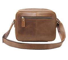 Coffee Leather Small Mens Messenger Bag Side Bag Vintage Brown Courier Bag For Men