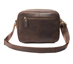 Coffee Leather Small Mens Messenger Bag Side Bag Vintage Brown Courier Bag For Men