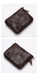 Dark Gray Handmade Leather Mens Small Wallet billfold Wallet Card Wallet For Men