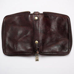 Dark Gray Handmade Leather Mens Small Wallet billfold Wallet Card Wallet For Men