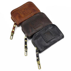 Black Leather Men's Key Holders Wallet Car Keys Wallet Brown Zipper Key Wallets For Men - imessengerbags