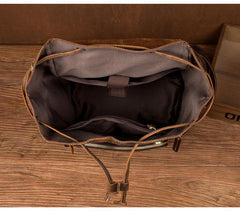 Dark Brown Mens Leather 13 inches Laptop Computer Backpacks Cool Travel Backpacks School Backpacks for men