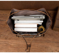 Dark Brown Mens Leather 13 inches Laptop Computer Backpacks Cool Travel Backpacks School Backpacks for men - imessengerbags