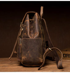Dark Brown Mens Leather 13 inches Laptop Computer Backpacks Cool Travel Backpacks School Backpacks for men - imessengerbags