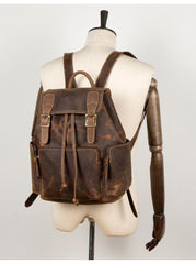 Dark Brown Mens Leather 13 inches Laptop Computer Backpacks Cool Travel Backpacks School Backpacks for men - imessengerbags