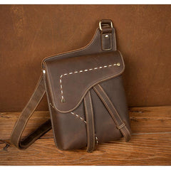 Cool Brown Mens Leather Small Side Bag Vintage Messenger Bags Courier Bag for Men - imessengerbags