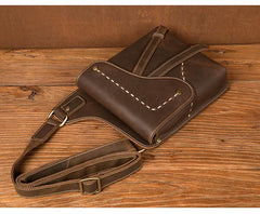 Cool Brown Mens Leather Small Side Bag Vintage Messenger Bags Courier Bag for Men - imessengerbags