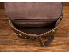 Cool Brown Mens Leather Small Side Bag Vintage Messenger Bags Courier Bag for Men - imessengerbags