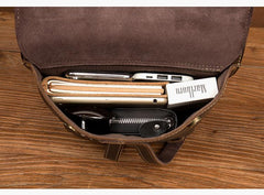 Cool Brown Mens Leather Small Side Bag Vintage Messenger Bags Courier Bag for Men - imessengerbags