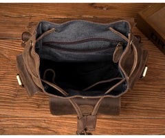 Casual Dark Brown Leather Mens 12 inches Laptop Backpack Leather school Backpack for Men - imessengerbags