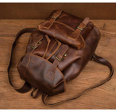 Casual Brown Leather Mens 15 inches Laptop Backpack Travel Backpack Brown School Backpack for Men - imessengerbags