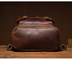 Casual Brown Leather Mens 15 inches Laptop Backpack Travel Backpack Brown School Backpack for Men - imessengerbags