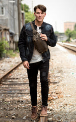 Casual Dark Brown Leather Mens One Shoulder Backpacks Sling Bags Chest Bags for Men - imessengerbags