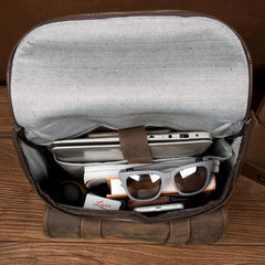 Casual Brown Mens Leather 15-inch Computer Backpacks Brown Travel Backpack School Backpacks for men - imessengerbags