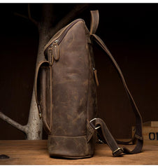 Casual Brown Mens Leather 15-inch Computer Backpacks Brown Travel Backpack School Backpacks for men - imessengerbags