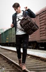 Dark Brown Casual Mens Leather 16inches Computer Backpacks Large Brown Travel Backpack School Backpacks for men - imessengerbags