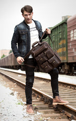 Dark Brown Casual Mens Leather 16inches Computer Backpacks Large Brown Travel Backpack School Backpacks for men - imessengerbags