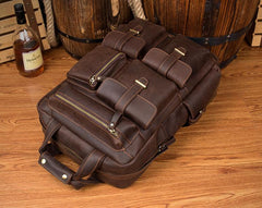 Dark Brown Casual Mens Leather 16inches Computer Backpacks Large Brown Travel Backpack School Backpacks for men - imessengerbags