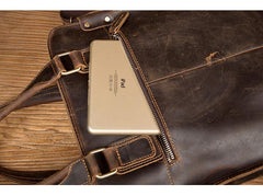 Vintage Dark Brown Leather 12 inches Veritcal Briefcase Work Bag Messenger Bags Handbag for Men - imessengerbags