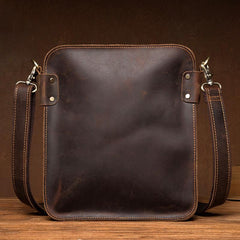 Vintage Dark Brown Cool Leather 12 inches Vertical Courier Bag Messenger Bags for Men - imessengerbags