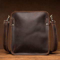Vintage Dark Brown Cool Leather 12 inches Vertical Courier Bag Messenger Bags for Men