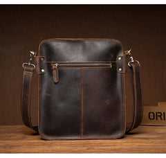 Vintage Dark Brown Cool Leather 12 inches Vertical Courier Bag Messenger Bags for Men