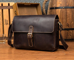 Cool Dark Coffee Leather 13 inches Postman Bag Messenger Bags Side Bag for Men