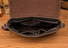 Cool Dark Coffee Leather 13 inches Postman Bag Messenger Bags Side Bag for Men - imessengerbags