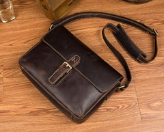 Cool Dark Coffee Leather 13 inches Postman Bag Messenger Bags Side Bag for Men - imessengerbags