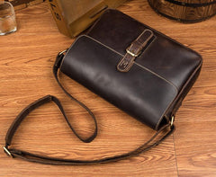 Cool Dark Coffee Leather 13 inches Postman Bag Messenger Bags Side Bag for Men