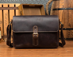 Cool Dark Coffee Leather 13 inches Postman Bag Messenger Bags Side Bag for Men - imessengerbags