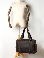 Cool Brown Leather 15 inches Weekender Bag Travel Shoulder Bags Duffle Luggage Handbags for Men - imessengerbags