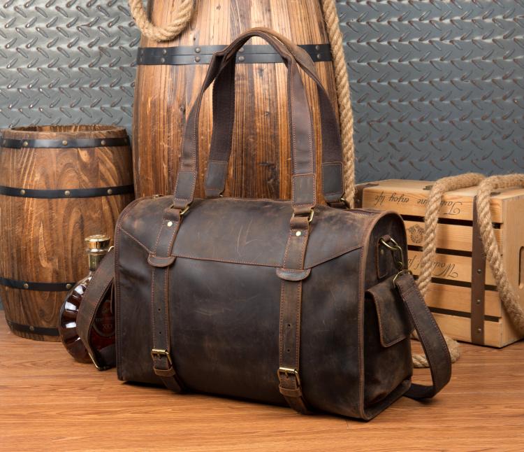 Cool Brown Leather 15 inches Weekender Bag Travel Shoulder Bags