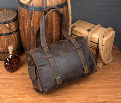 Cool Brown Leather 15 inches Weekender Bag Travel Shoulder Bags Duffle Luggage Handbags for Men