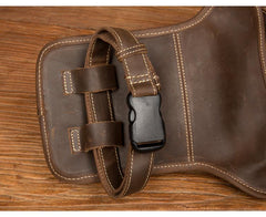 Cool Dark Brown Leather Small Side Bag Waist Bag Messenger Bags Fanny Pack for Men - imessengerbags