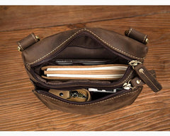 Dark Brown Cool Leather Small Vertical Side Bag Messenger Bags Courier Bag for Men - imessengerbags