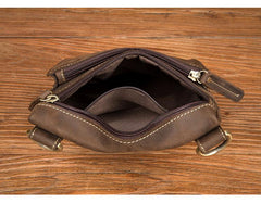 Dark Brown Cool Leather Small Vertical Side Bag Messenger Bags Courier Bag for Men - imessengerbags