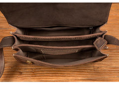 Cool Dark Brown Mens Leather 8inches Small Courier Bag Side Bags Messenger Bags for Men - imessengerbags