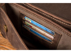 Cool Dark Brown Mens Leather 8inches Small Courier Bag Side Bags Messenger Bags for Men - imessengerbags