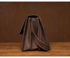 Cool Dark Brown Mens Leather 8inches Small Courier Bag Side Bags Messenger Bags for Men - imessengerbags