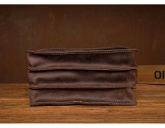 Cool Dark Brown Mens Leather 8inches Small Courier Bag Side Bags Messenger Bags for Men - imessengerbags