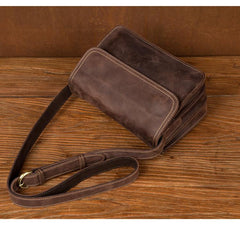 Cool Dark Brown Mens Leather 8inches Small Courier Bag Side Bags Messenger Bags for Men