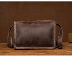 Cool Dark Brown Mens Leather 8inches Small Courier Bag Side Bags Messenger Bags for Men - imessengerbags