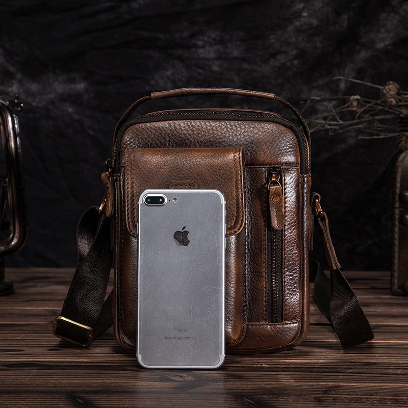 Mens messenger bag with zipper on sale