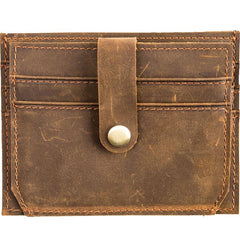 Dark Brown Cool Leather Mens Slim Front Pocket Wallet Small Wallets Card Wallet Card Wallet for Men - imessengerbags