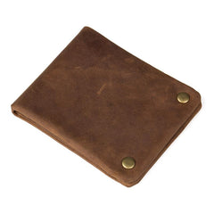 Dark Brown Cool Leather Mens Bifold Thin Front Pocket billfold Wallet Black Slim Small Wallet for Men - imessengerbags
